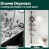 Shower Organizer, 39 to 125 Inch Height Adjustable Shower Caddy with 4 Adjustable Shelves, Organization And Storage for Bathroom Corner Shelves...