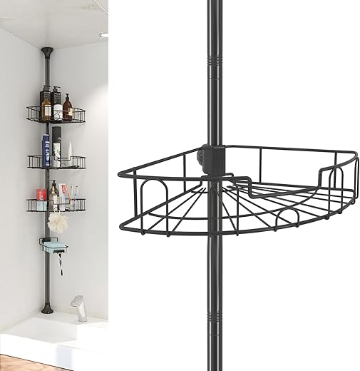 Shower Organizer, 39 to 125 Inch Height Adjustable Shower Caddy with 4 Adjustable Shelves, Organization And Storage for Bathroom Corner Shelves...