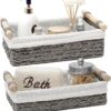 Storage Basket Wicker Baskets for Organizing Storage Bins for Countertop Toilet Paper Storage Basket for Toilet Tank Top (Set of 2,Grey)