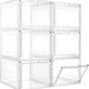 Storage Bins with Lids, 6 Pack Clear Plastic Storage Containers with Magnetic Acrylic Door, 19 Qt Stackable Storage Box for Home,Office Organizing