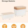 Storage Bins with Lids 6 Packs, Plastic Storage Bins with Bamboo Lids for Pantry Organization and Storage Containers for Shelves Drawers Desktop...