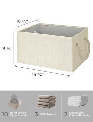 StorageWorks Large Storage Baskets for Organizing, Foldable Storage Baskets for Shelves, Fabric Storage Bins with Handles, Beige, White & Ivory,... StorageWorks Large Storage Baskets for Organizing, Foldable Storage Baskets for Shelves, Fabric Storage Bins with Handles, Beige, White & Ivory,...