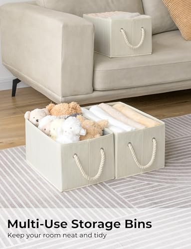 StorageWorks Large Storage Baskets for Organizing, Foldable Storage Baskets for Shelves, Fabric Storage Bins with Handles, Beige, White & Ivory,... StorageWorks Large Storage Baskets for Organizing, Foldable Storage Baskets for Shelves, Fabric Storage Bins with Handles, Beige, White & Ivory,...