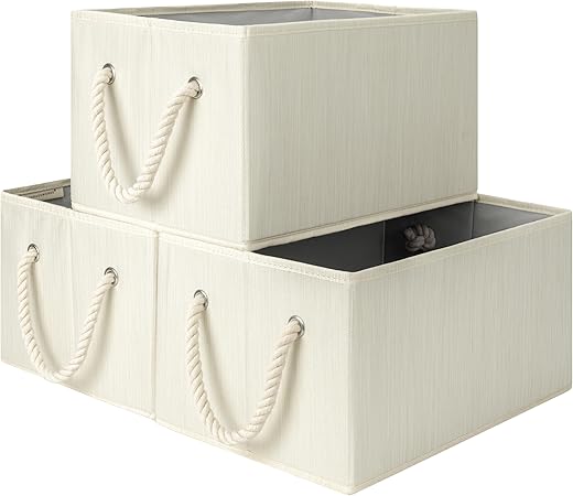 StorageWorks Large Storage Baskets for Organizing, Foldable Storage Baskets for Shelves, Fabric Storage Bins with Handles, Beige, White & Ivory,... StorageWorks Large Storage Baskets for Organizing, Foldable Storage Baskets for Shelves, Fabric Storage Bins with Handles, Beige, White & Ivory,...