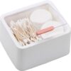 Tecbeauty 2 Slot Cotton Swab Ball Qtip Holder Jar Plastic Container Dispenser Box with Hinged Lid for Bathroom Home Storage Organizer