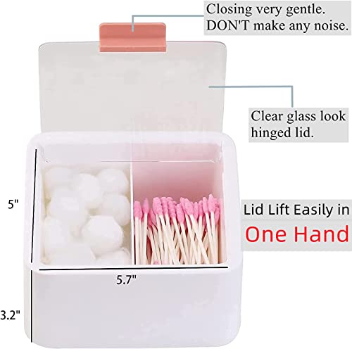 Tecbeauty 2 Slot Cotton Swab Ball Qtip Holder Jar Plastic Container Dispenser Box with Hinged Lid for Bathroom Home Storage Organizer Tecbeauty 2 Slot Cotton Swab Ball Qtip Holder Jar Plastic Container Dispenser Box with Hinged Lid for Bathroom Home Storage Organizer
