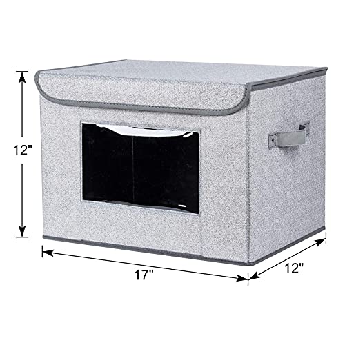 Univivi Fabric Foldable Storage Boxes [4-Pack] Large Collapsible Stackable Storage Bins with Lids, Closet Organizers and Storage Cube Basket for...