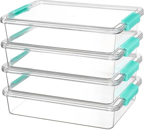 Vtopmart 6 Qt Plastic Storage Bins with Lids, Clear Sensory Bins, Arts Crafts Organizers and Storage, Stackable Containers for Home Office and...