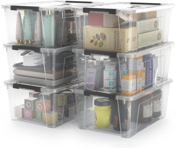 WYT Clear Storage Latch Bins, 6-Pack Storage Organizer Box with Handle and Lids, 5-Litre WYT Clear Storage Latch Bins, 6-Pack Storage Organizer Box with Handle and Lids, 5-Litre