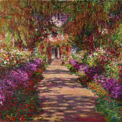 A Pathway in Monet's Garden, Giverny, 1902 - Giclee Print, 18x18 A Pathway in Monet's Garden, Giverny, 1902 - Giclee Print, 18x18