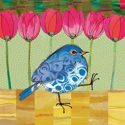Blue Bird - Tulips - Wall Art Print, 16x16 Blue Bird - Tulips - Wall Art Print, 16x16