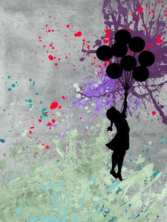 Flying Balloon Girl - Giclee Print, 12x16 Flying Balloon Girl - Giclee Print, 12x16