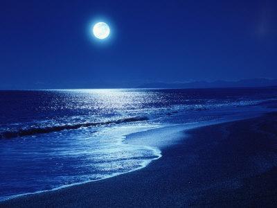 Full Moon Over the Sea - Photographic Print, 16x12 Full Moon Over the Sea - Photographic Print, 16x12