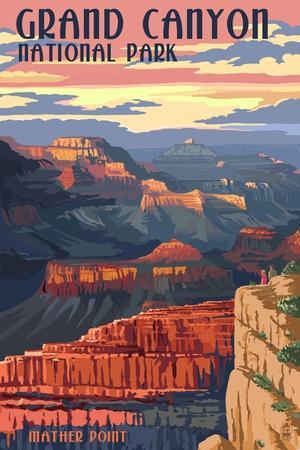 Grand Canyon National Park - Mather Point - Wall Art Print, 12x18