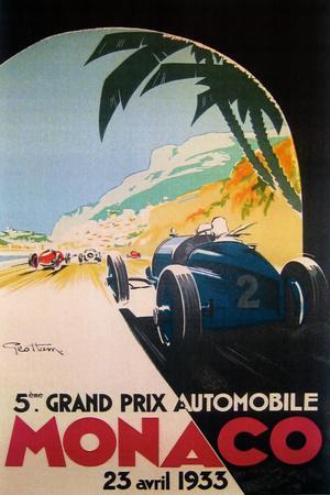 Grandprix Automobile Monaco 1933 - Giclee Print, 12x18