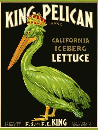 King Pelican Brand Lettuce - Giclee Print, 12x16 King Pelican Brand Lettuce - Giclee Print, 12x16