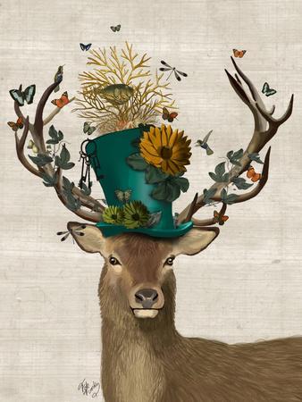 Mad Hatter Deer - Wall Art Print, 12x16 Mad Hatter Deer - Wall Art Print, 12x16