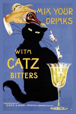 Mix Your Drinks with Catz Bitters - Giclee Print, 12x18