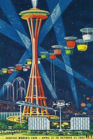 Space Needle Worlds Fair Poster - Seattle, WA - Wall Art Print, 12x18 Space Needle Worlds Fair Poster - Seattle, WA - Wall Art Print, 12x18