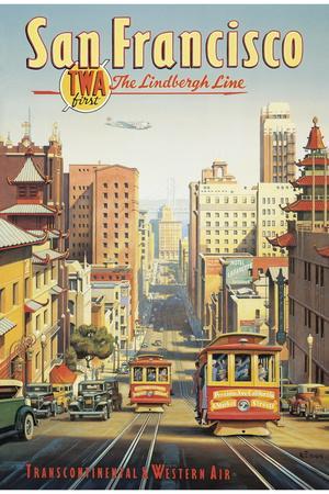 The Lindbergh Line, San Francisco, California - Giclee Print, 12x18 The Lindbergh Line, San Francisco, California - Giclee Print, 12x18