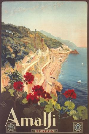 Travel Poster for Amalfi - Wall Art Print, 12x18 Travel Poster for Amalfi - Wall Art Print, 12x18