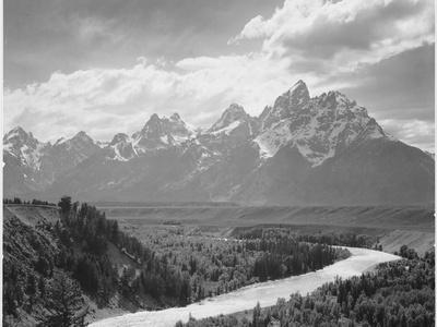 View From River Valley Towards Snow Covered Mts River In Fgnd, Grand Teton NP Wyoming 1933-1942 - Wall Art Print, 16x12 View From River Valley Towards Snow Covered Mts River In Fgnd, Grand Teton NP Wyoming 1933-1942 - Wall Art Print, 16x12