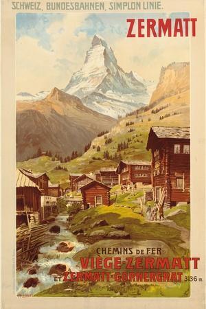 Zermatt, c.1900 - Giclee Print, 12x18