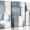 3 Pcs Navy Blue Abstract Canvas Wall Art Modern Minimalist Neutral Blue and Grey Paintings Pictures Wall Decor Poster Print Artwork for Living Room...