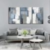 3 Pcs Navy Blue Abstract Canvas Wall Art Modern Minimalist Neutral Blue and Grey Paintings Pictures Wall Decor Poster Print Artwork for Living Room...
