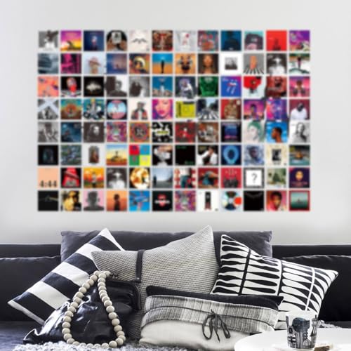 A ART·ZONE 100 Pcs 5x5 Inch | Posters Wall Collage Kit for Room, Album Cover, Music, Rapper, Band, Wall Poster for Bedroom