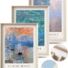 Framed Claude Monet Water Lilies Canvas Wall Art,Vintage Impressionist Botanical Painting,16x12IN High Framed Design Prints,Minimalist Classic...