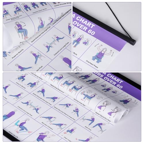 GiftNest Chair Yoga Wall Chart – 31 Poses for Seniors & Beginners – Fabric Poster with Hanging Rod & Rope – Durable, Foldable, and Easy to Display...