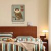 Heltrappe Vintage Japanese Canvas Wall Art Owl Poster Mid Century Animal Print 12x16in Unframed Minimalist Bird Painting Nature Rustic Artwork for...