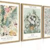 Induslyfe Framed Sage Green Vintage Wall Art Canvas Decor Set of 3, Matisse Wall Art Prints Posters Mid Century Modern Art, Van Gogh Floral...