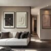 Large 3D Textured Framed Abstract Wall Art for Living Room, 3 Piece Modern Paintings Artwork for Walls, Black White Brown Geometric Sandstone...