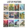 LIAUMO 12pcs Travel Middle Earth Landscape Posters, Nordic Painting Wall Art Collage Kit, Home Bar Office Decal,Birthday Holiday Gifts Unframed...