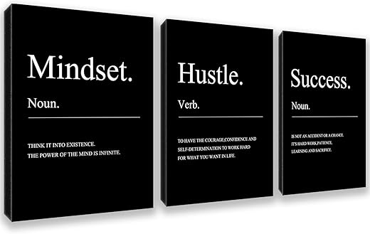 Motivational Wall Decor 3 Pieces Success Paintings Motivational Posters Prints Office Wall Decor Inspirational Canvas Wall Art Picture for Home...