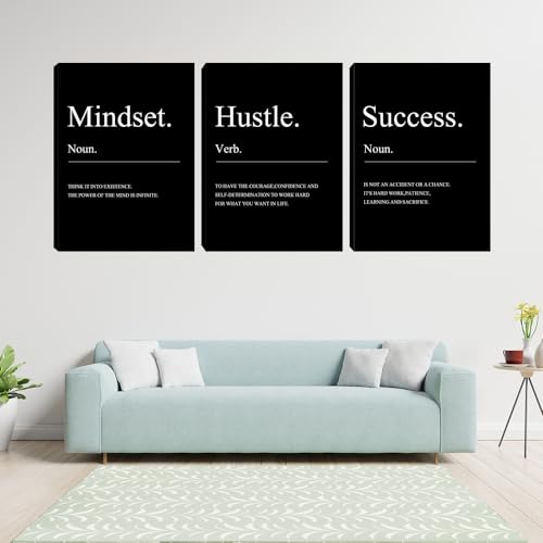 Motivational Wall Decor 3 Pieces Success Paintings Motivational Posters Prints Office Wall Decor Inspirational Canvas Wall Art Picture for Home...
