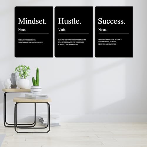 Motivational Wall Decor 3 Pieces Success Paintings Motivational Posters Prints Office Wall Decor Inspirational Canvas Wall Art Picture for Home...