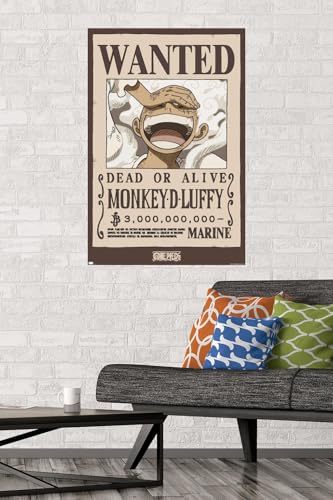 One Piece - Monkey D Luffy Wanted Poster Wall Poster, 34L" x 22.4W", Unframed Version