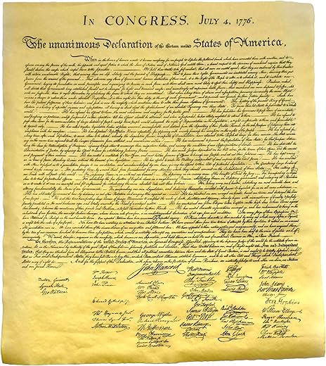 Our Amendments The Declaration of Independence, Authentic Replica Printed on Antiqued Genuine Parchment. 14" X 16", Ships in plastic collector's...
