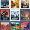 Outus 9 Pieces Vintage National Park Art Posters Prints Nature Art and Mountain Print Set Abstract Travel Unframed for Hikers Campers Living Room...