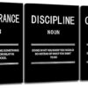 Perseverance Discipline Consistency Motivational Canvas Office 3 Panel Print Wall Art Inspirational Poster Painting Modern Inspiring Artwork for...