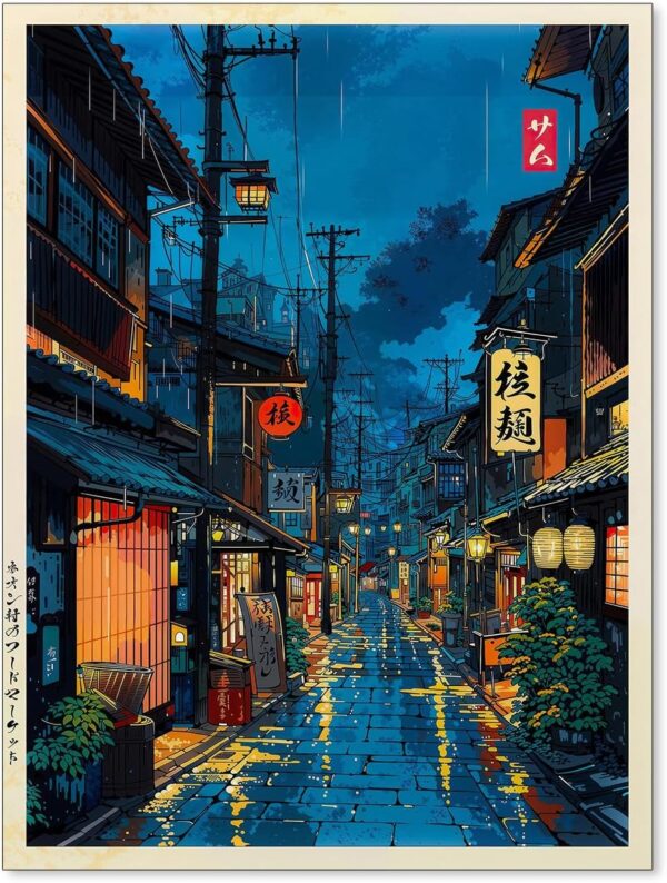 Podafu Japanese Tokyo Tea House Wall Art Poster - 12x16in Unframed Canvas Print for Bedroom Decor
