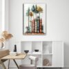 PUUZDGDZ Reading Book Lover's Canvas Wall Art Whimsical Tree House Wall decor pictures Book-shaped house Poster Painting Prints for Gallery Living...