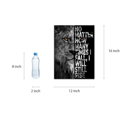 SKASNFAI Lion Canvas Wall Art Black and White Animal Inspirational Motivational Quotes Prints Posters Office Decor Framed Ready to Hang (12x16 inch)