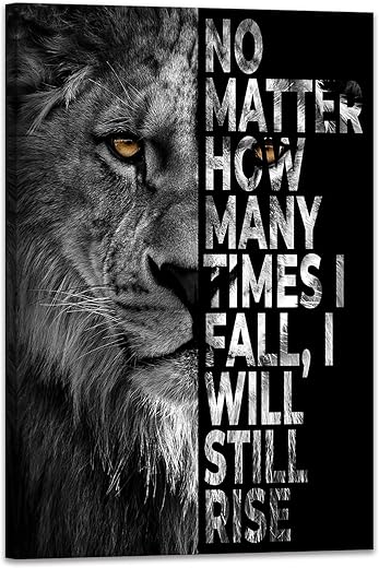 SKASNFAI Lion Canvas Wall Art Black and White Animal Inspirational Motivational Quotes Prints Posters Office Decor Framed Ready to Hang (12x16 inch)