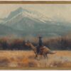 Vintage Dinosaur Cowboy Wall Art, Funny Western Jurassic Wall Decor Painting Spooky Cowboy Riding Dinosaur Poster Canvas Prints for Bedroom...