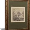Vintage Gold Framed Wall Art Tree Forest Landscape Painting Canvas Prints Green Gray Tree Natural Sketch Picture Rustic Farmhouse Poster Artwork...