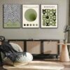 WSTUKVV 3Pcs Bauhaus Mid Century Modern Wall Art Bauhaus 1923 Posters Pictures Green Boho Abstract Geometric Canvas Prints Black Line Paintings for...